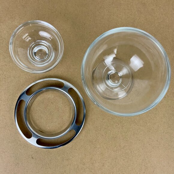 Vintage Glass Stainess Steel Ring Caviar Shrimp Cocktail Icer Server - Picture 6 of 16